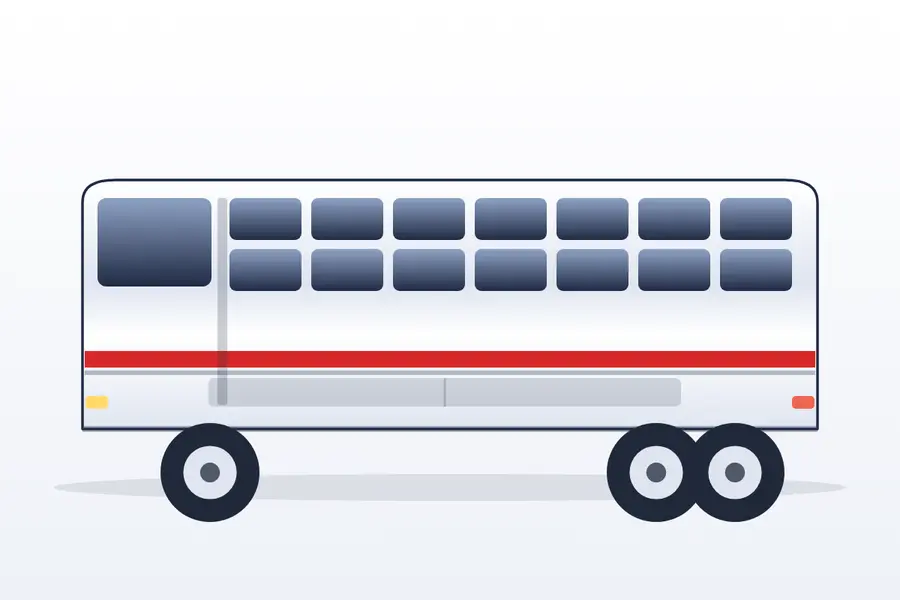 Illustration of a 30 to 40 berth air-conditioned sleeper coach, side view